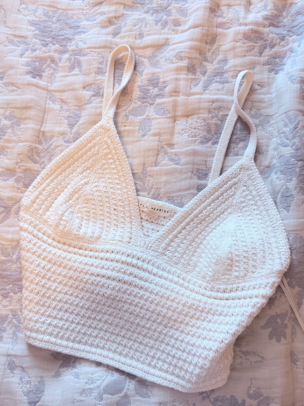 La Hearts White Crochet Bralette Tank Top